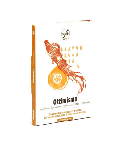 Ottimismo Cioccolato biologico con semi di zucca, Ginseng gr. 50 - Sabadì